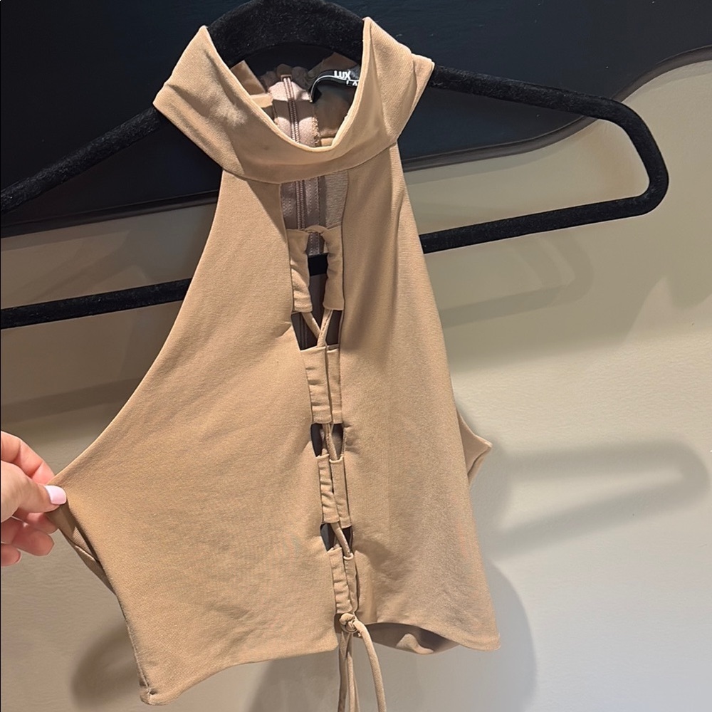 Lux Tan Halter Tank Top